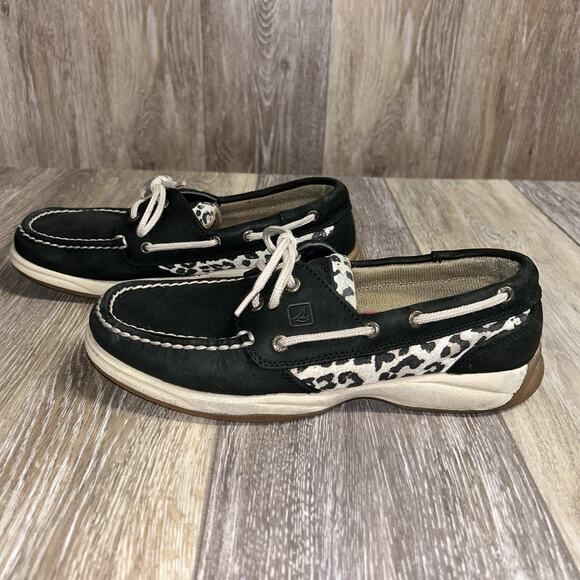 Sperry Leopard Black Boat Slip On Loafer Shoes Women's US Size 7.5M 9775909 - Picture 5 of 10